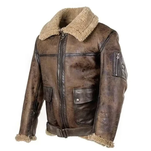 mens-brown-shearling-distressed-leather-jacket