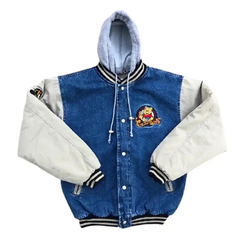 90s xxxtentacion winnie the pooh varsity denim jacket