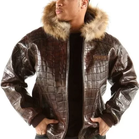 pelle-pelle-mens-crocodile-skin-brown-leather-jacket