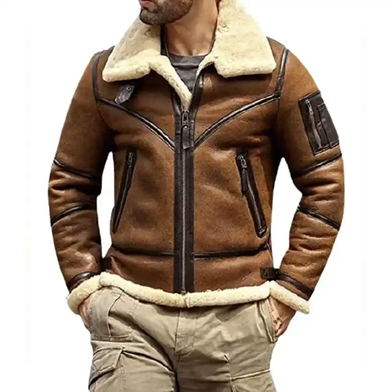 Men’s Aviator B3 Flight Lambskin Leather Shearling Jacket | JM