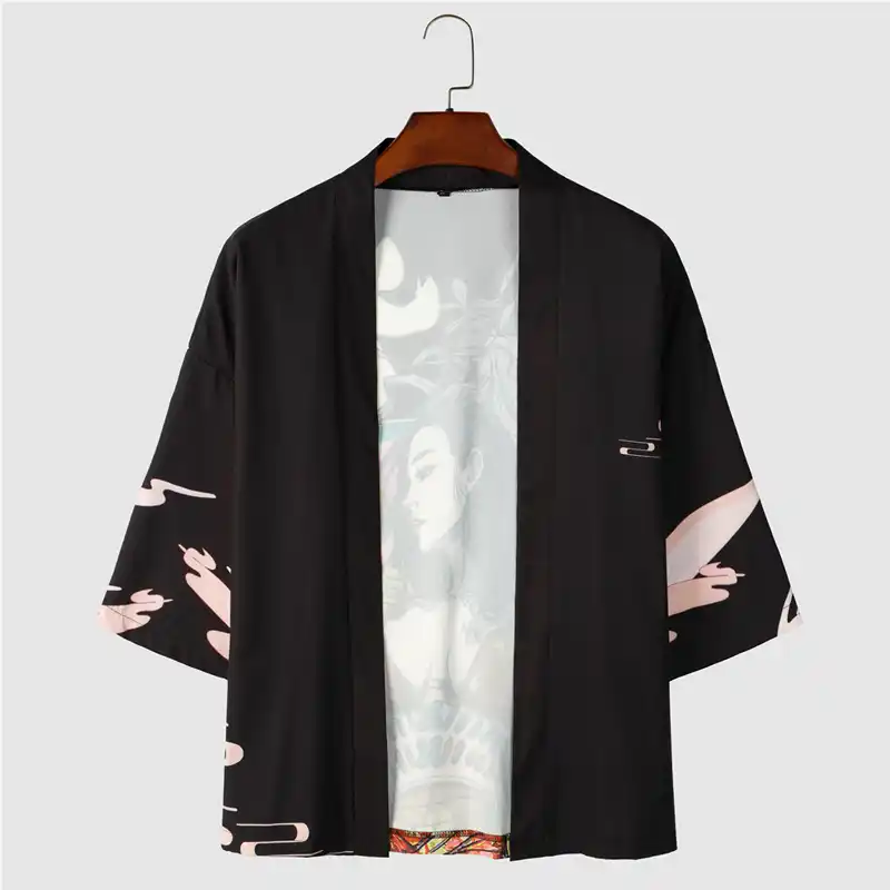 men-figure-floral-print-kimono-casual-print-shirt-for-men