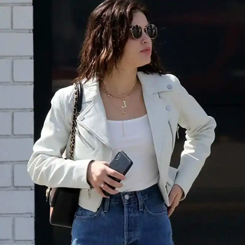 lucy-hale-white-leather-jacket