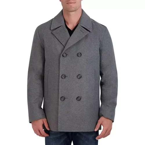 mens grey double breasted wool pea coat