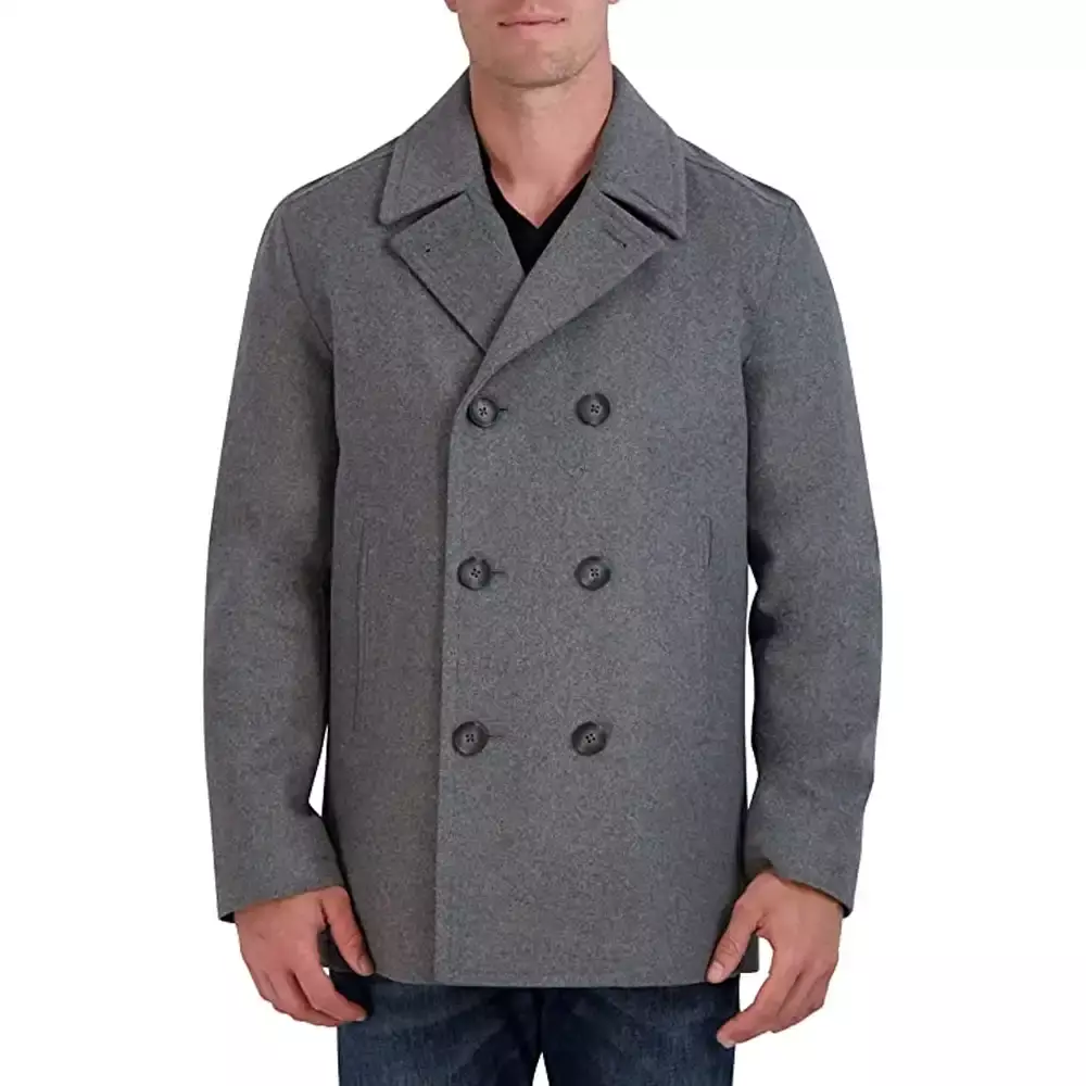Double Breasted Mens Wool Pea Coat Jackets MOB