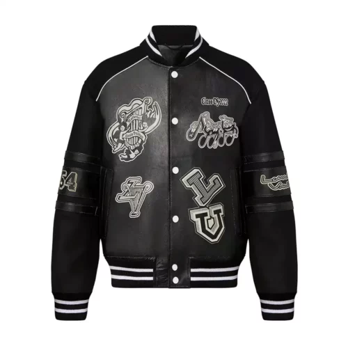 mens-louis-vuitton-black-leather-varsity-jacket-replica