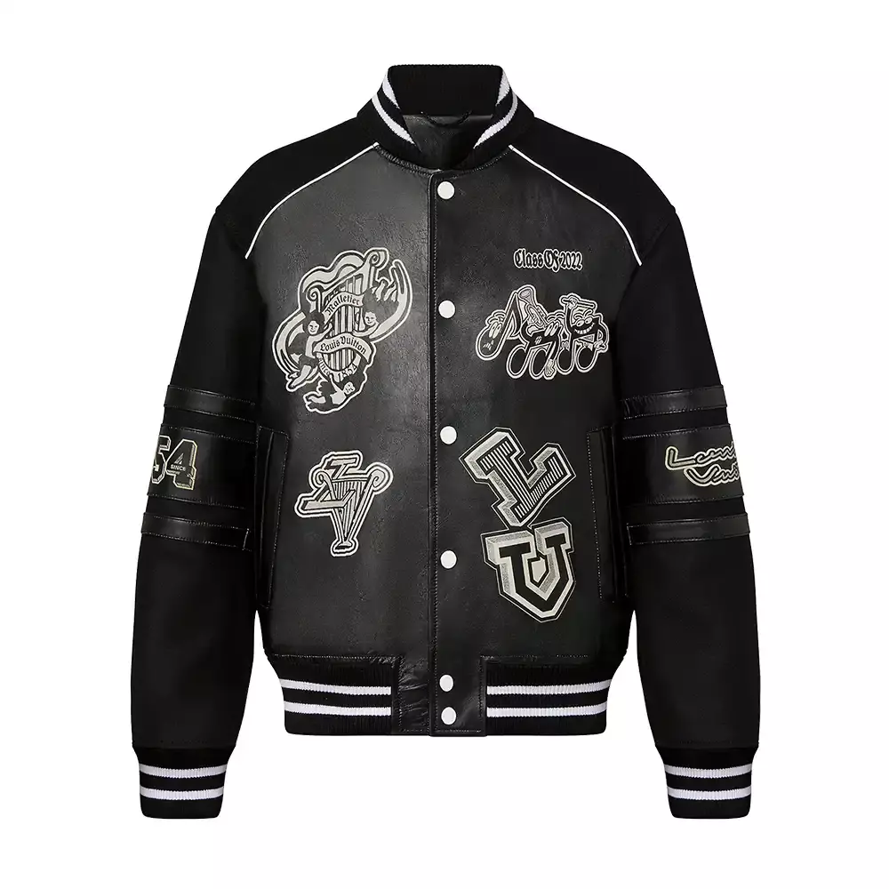 Mens Louis Vuitton Black Varsity Jacket