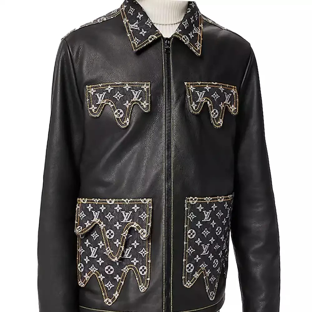 mens louis vuitton crazy mix leather varsity jacket replica