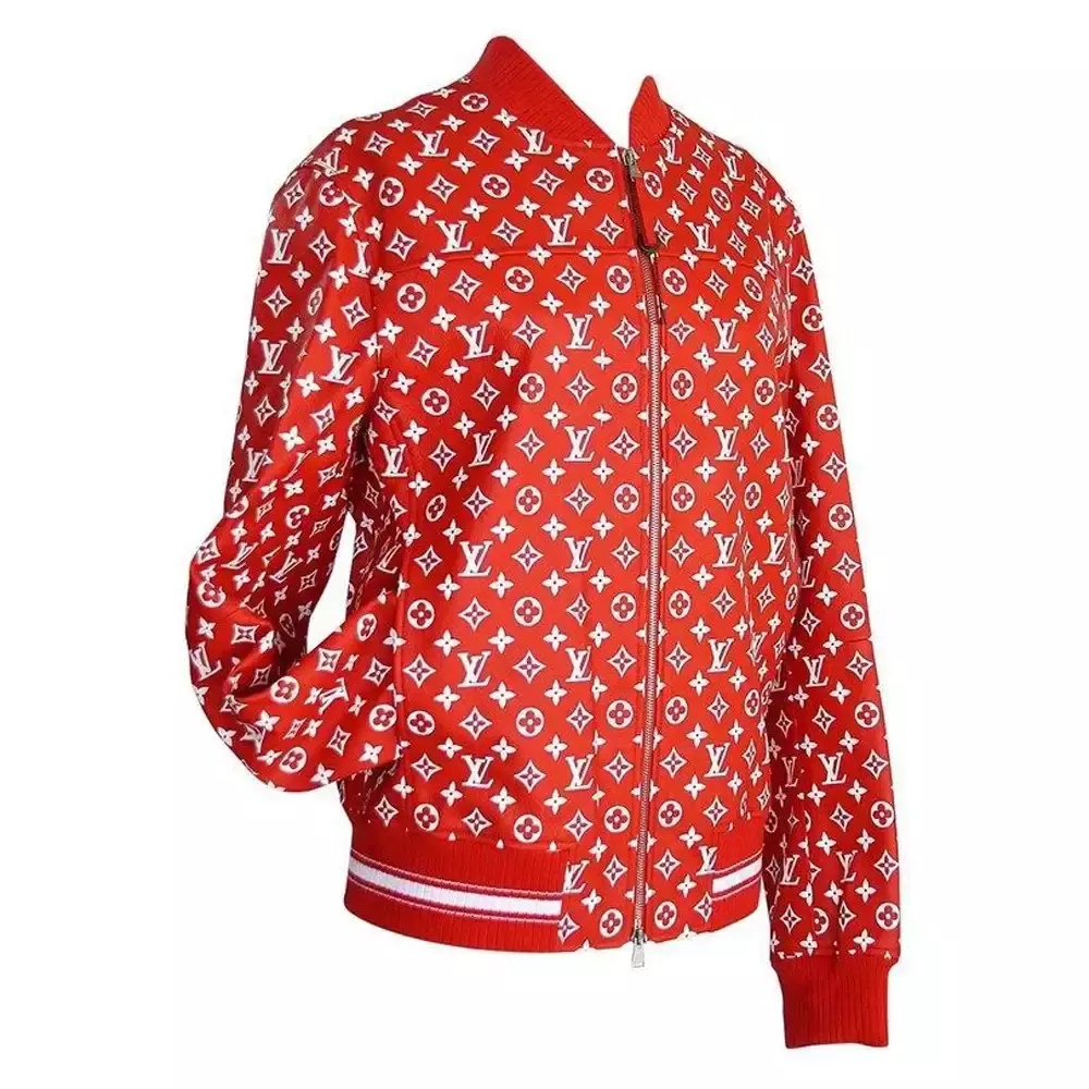 Jackets Mob Mens Louis Vuitton Supreme x Leather Varsity Jacket - Replica - Female - Red - Xs