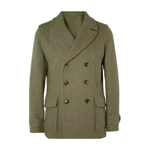 wool double breasted militry green pea coat