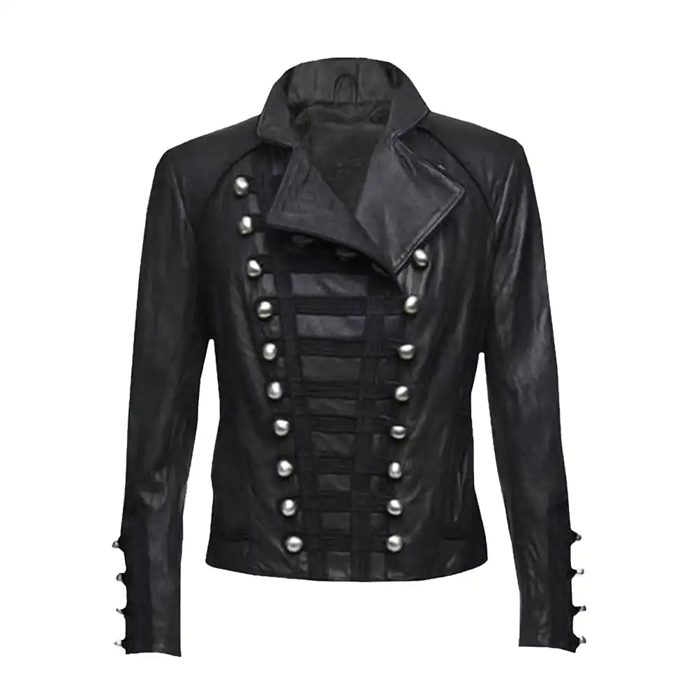 womens-black-military-leather-jacket