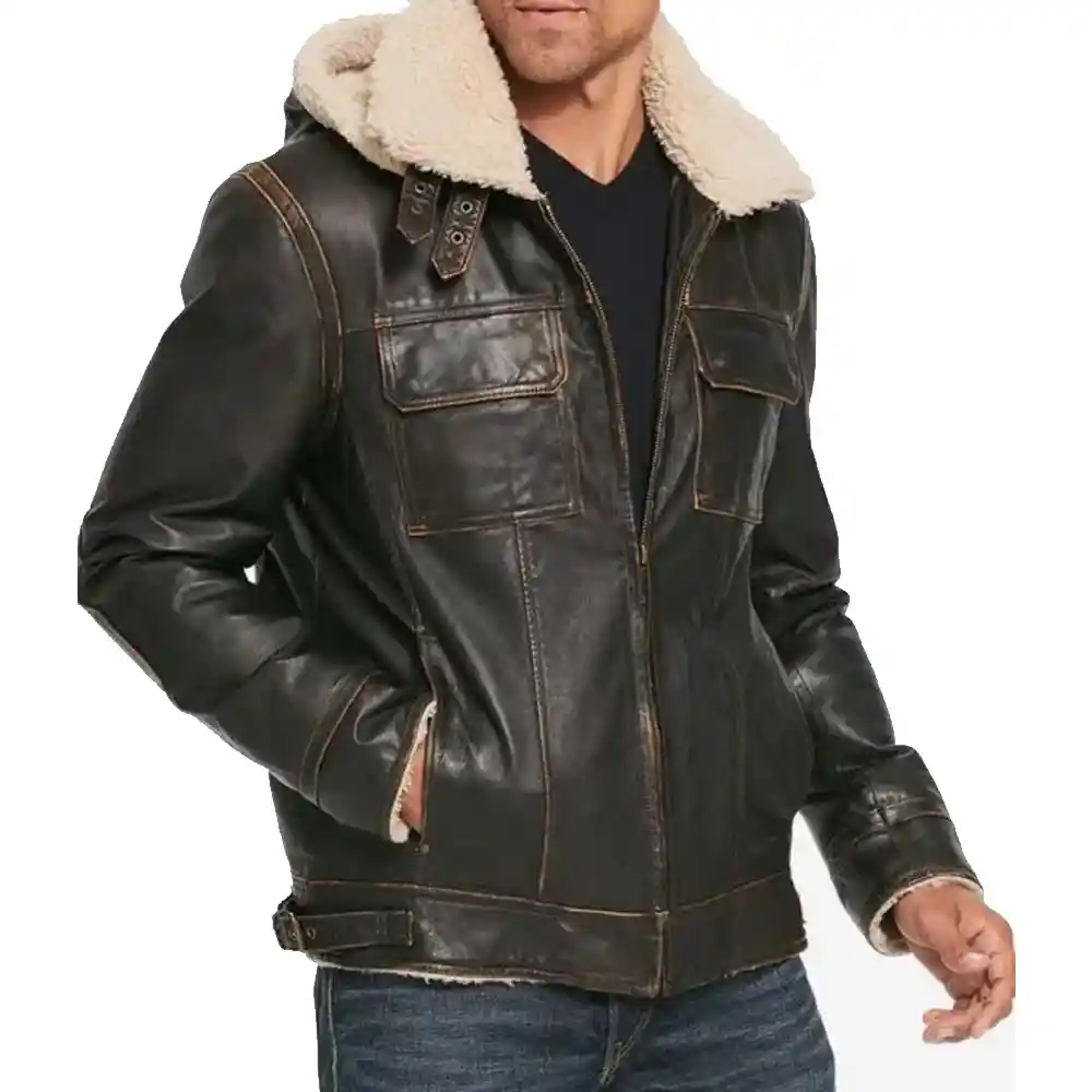 mens-brown-waxed-hooded-aviator-jacket
