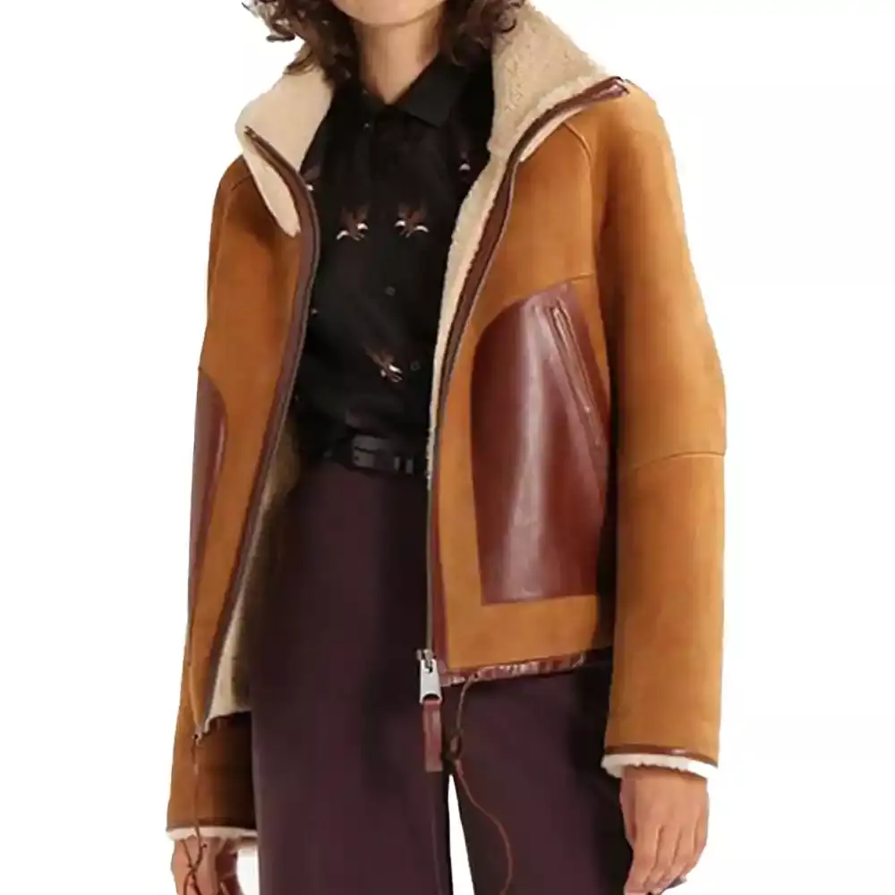 womens-shearling-collar-brown-suede-leather-jacket