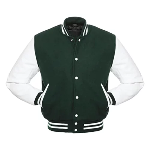 Men's Classic Varsity Jacket - Wool Body With Genuine Leather Sleeves, XS-5XL Sizes
