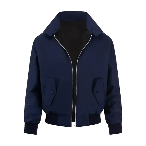 classic navy harrington jacket with black lining