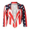womens american flag cropped leather jacket