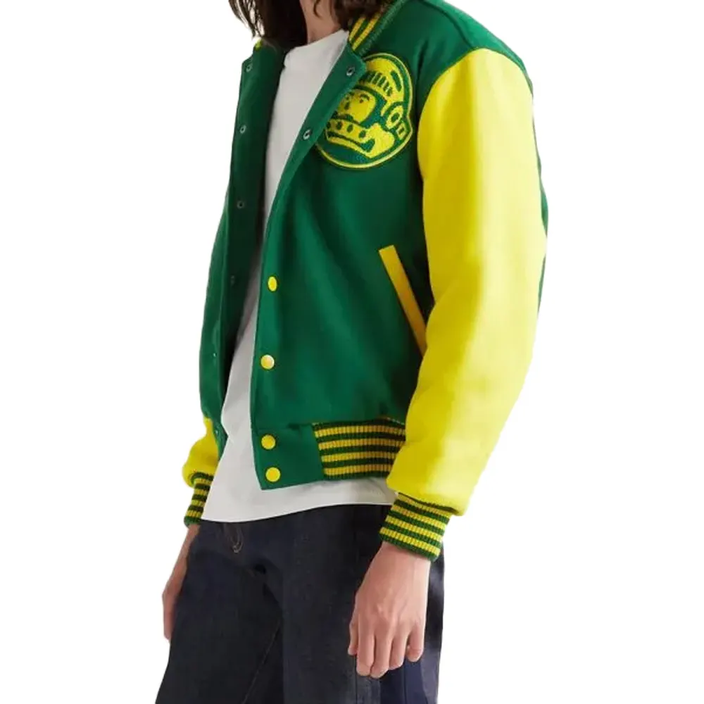 billionaire boys club embroidered green & yellow jacket