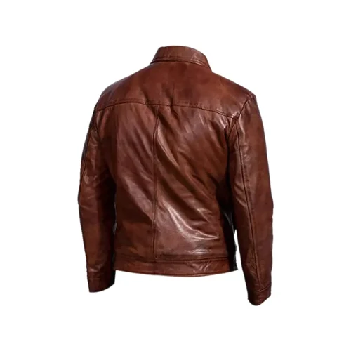 cafe racer retro brown leather jacket