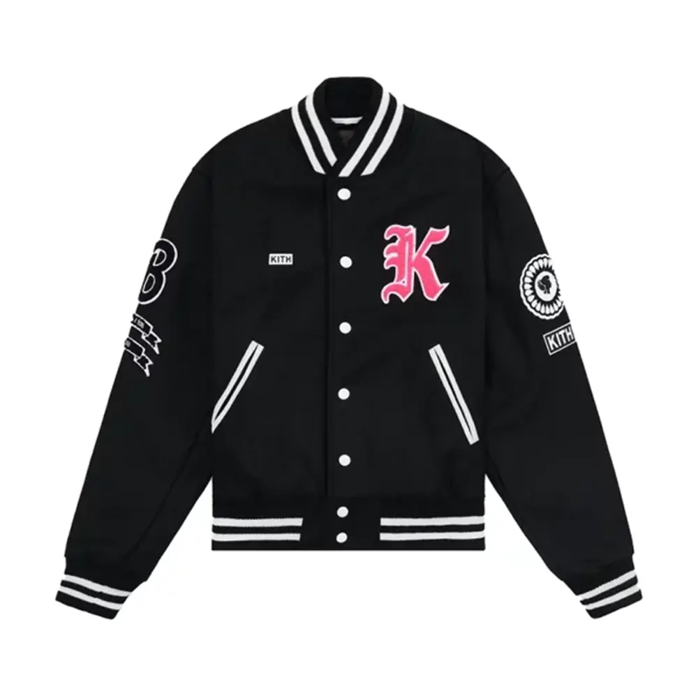 kith kids & barbie black varsity jacket