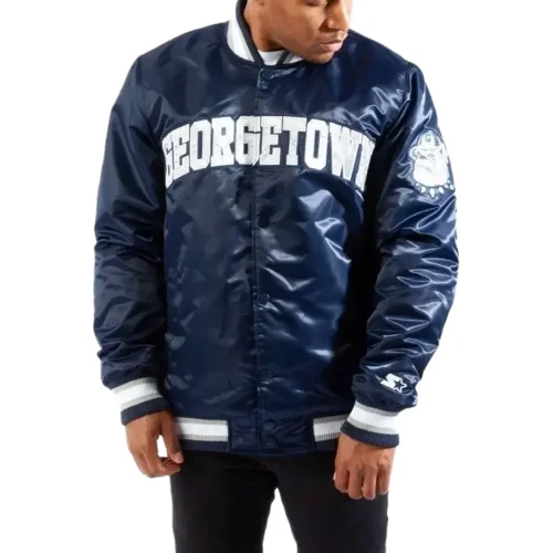 men’s georgetown blue bomber jacket