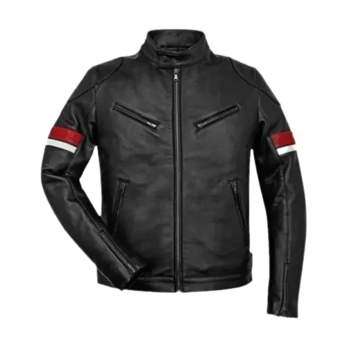 men’s striped cafe racer jacket