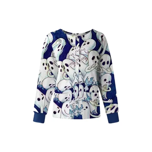 huging ghosts halloween scrub jacket