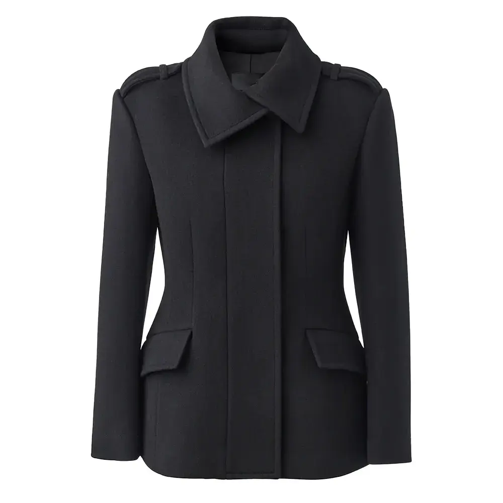 women's black wool pea coat