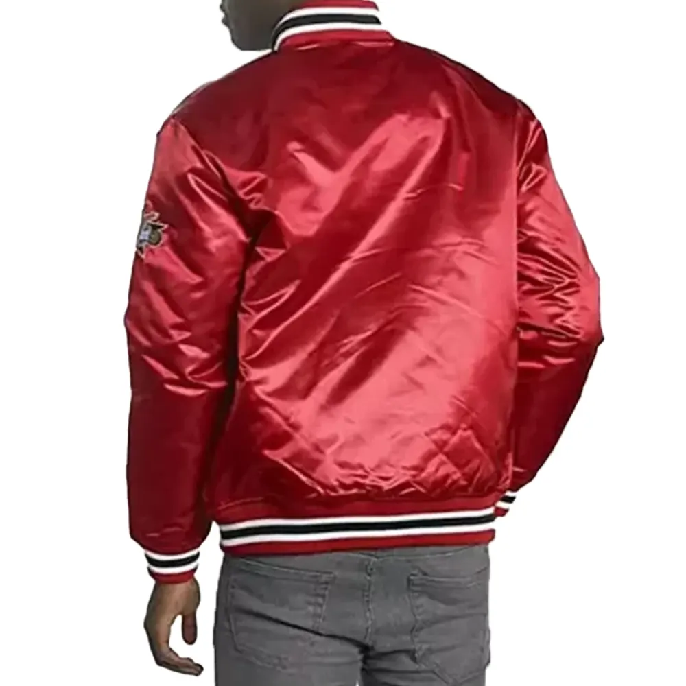76ers college red satin jacket