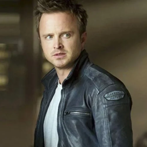 aaron paul need for speed leather jacket