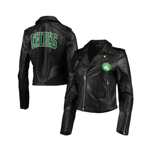 celtics moto leather jacket