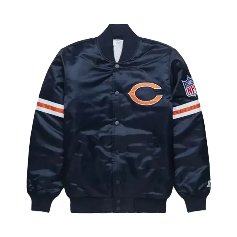 chicago bears navy blue bomber jacket
