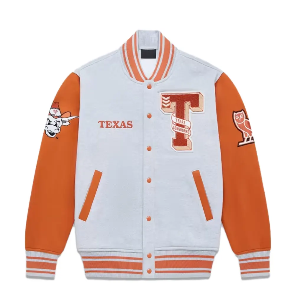 ncaa texas longhorns fleece varsity jacket
