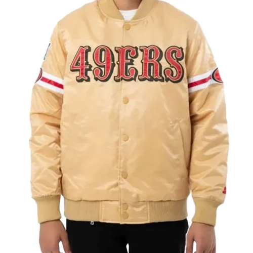 san francisco 49ers gold striped satin jacket
