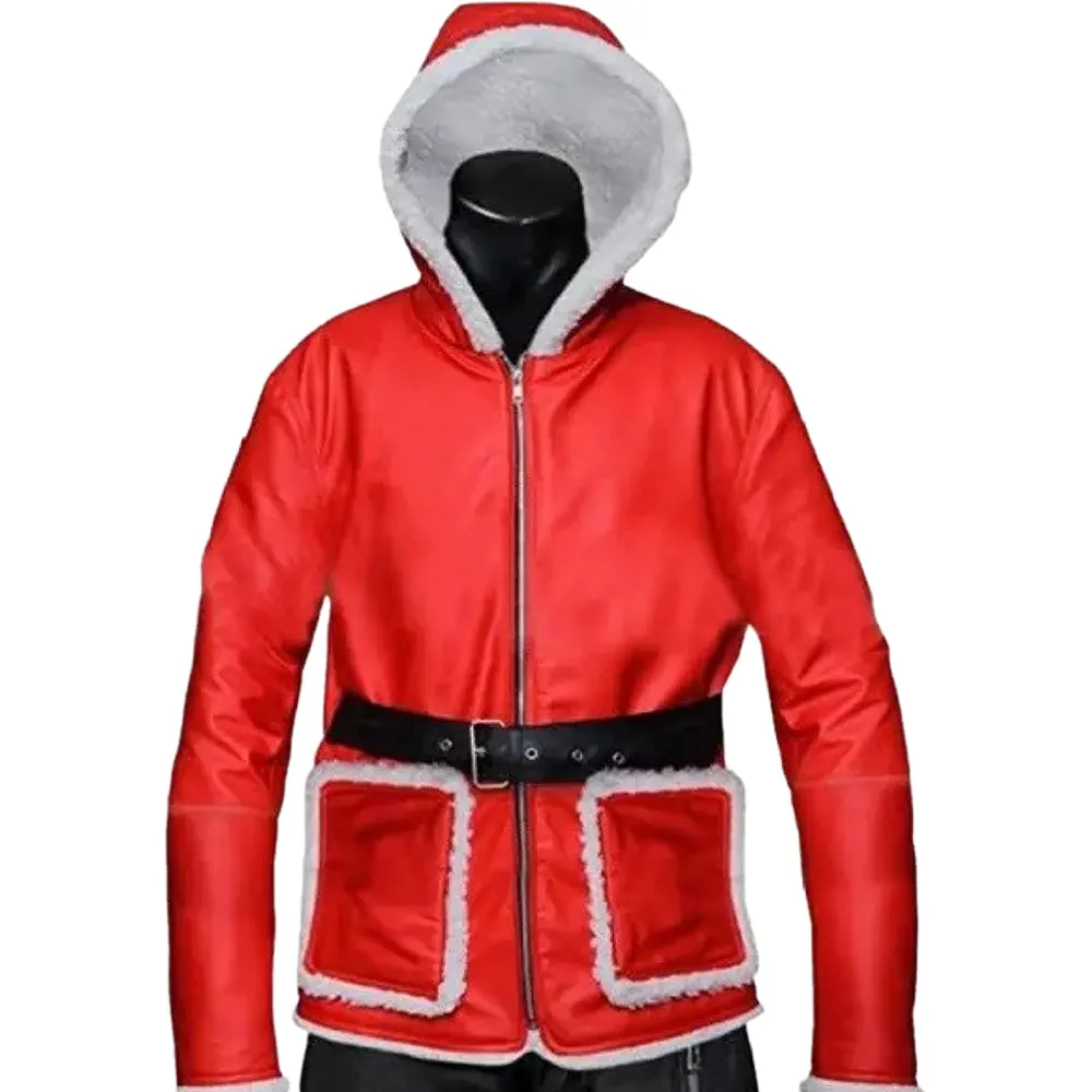 santa claus christmas red hooded jacket