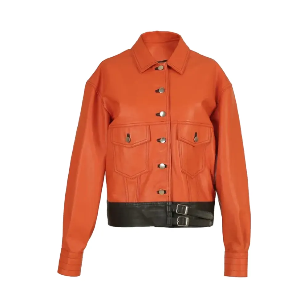 lennox orange leather jacket