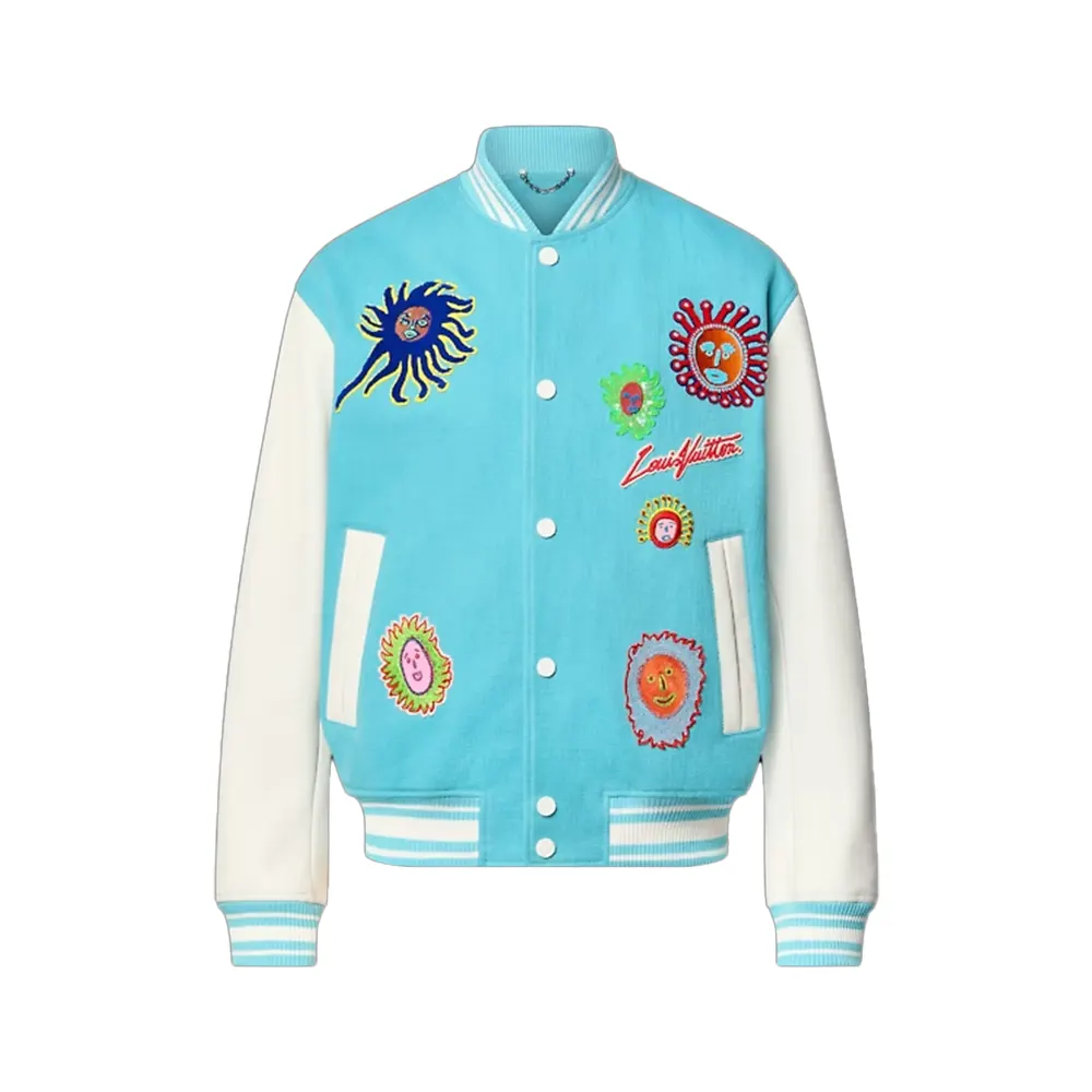 louis vuitton embroidered faces varsity jacket