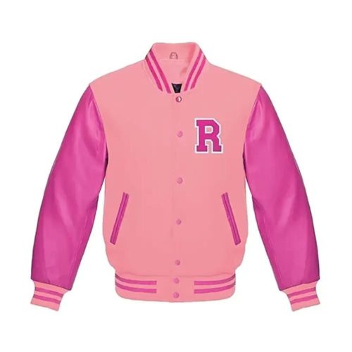 womens pink varsity jacket